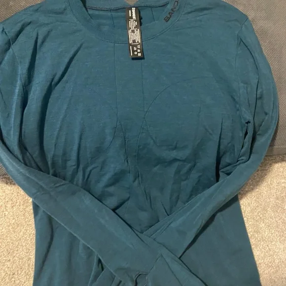 Bandit wool blend Long Sleeve Crewneck Shirt — dark Teal Blue/green - Picture 1 of 4